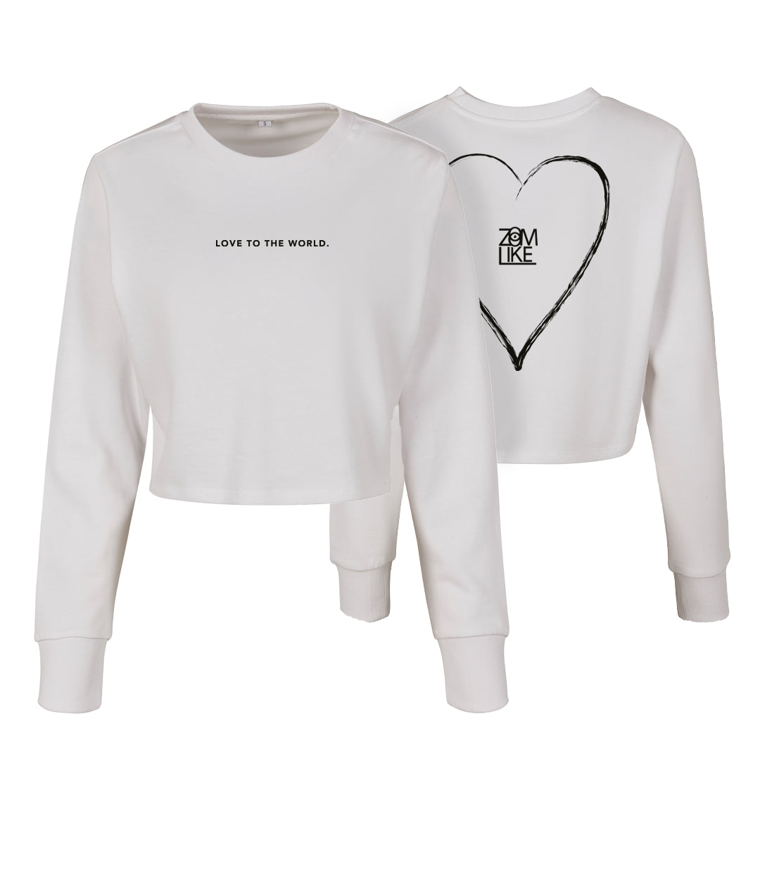 ZL Ladies Love To The World Cropped Crew - Heart Design